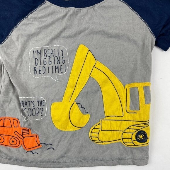 Just One You Carters Sleep Tshirt Boys Size 4T Gray Blue Bulldozer Short Sleeve - Picture 2 of 5